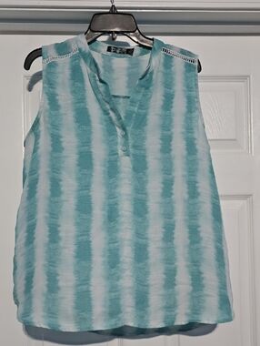 Cure. Brand Teal & White Sleeveless Striped Tank Top